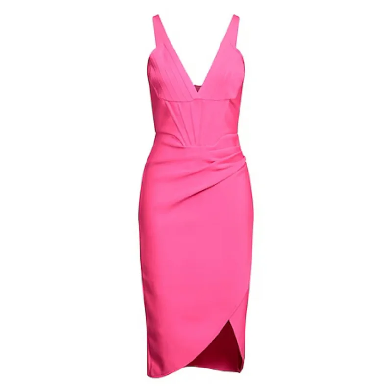 VANESSA SCOTT Sheath Cocktail Dress Hot Pink Size Small