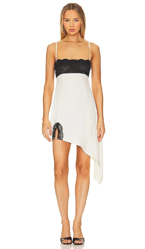 WeWoreWhat Lace Asymmetrical Slip Dress in Ivory