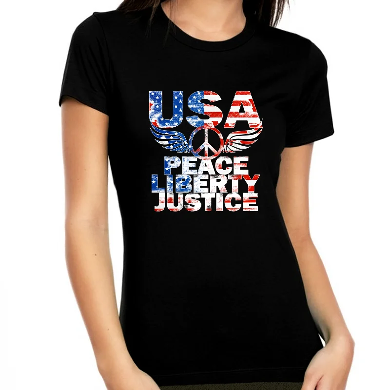 4th of July Shirts for Women USA Shirt Patriotic Shirts for Women Peace Liberty Justice American Flag Shirt Elegant Classic Vintage 4th of July Shirts for Women USA Shirt Patriotic Shirts for Women Peace Liberty Justice American Flag Shirt Elegant Classic Vintage