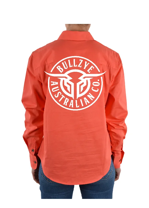 Bullzye Ladies Half Placket Work Shirt - Coral - B1S2101120- ON SALE Print Jacquard Patchwork Bullzye Ladies Half Placket Work Shirt - Coral - B1S2101120- ON SALE Print Jacquard Patchwork