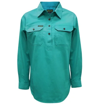 Hard Slog Ladies Half Placket Light Cotton Shirt - Turquoise Spandex Blend Rayon Blend Denim Blend Hard Slog Ladies Half Placket Light Cotton Shirt - Turquoise Spandex Blend Rayon Blend Denim Blend