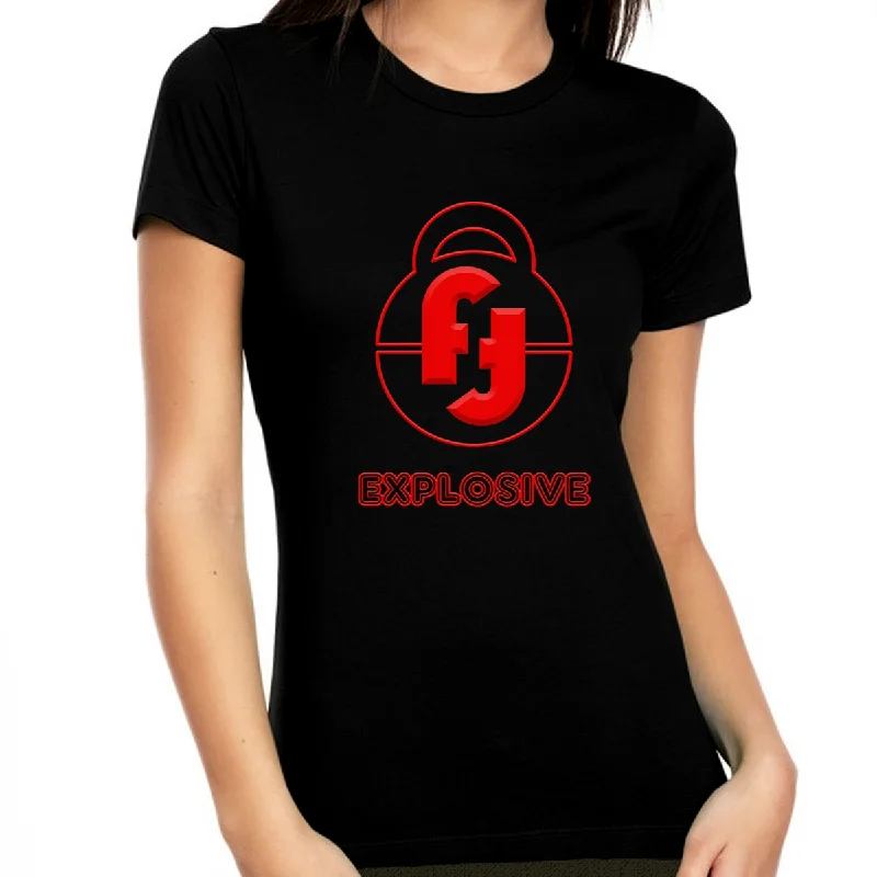 Graphic Tees for WOMEN and TEENS - Explosive Gym Work Out Shirts for WOMEN - Vintage Shirts for WOMEN Front Pockets Side Pockets Patch Pockets Graphic Tees for WOMEN and TEENS - Explosive Gym Work Out Shirts for WOMEN - Vintage Shirts for WOMEN Front Pockets Side Pockets Patch Pockets