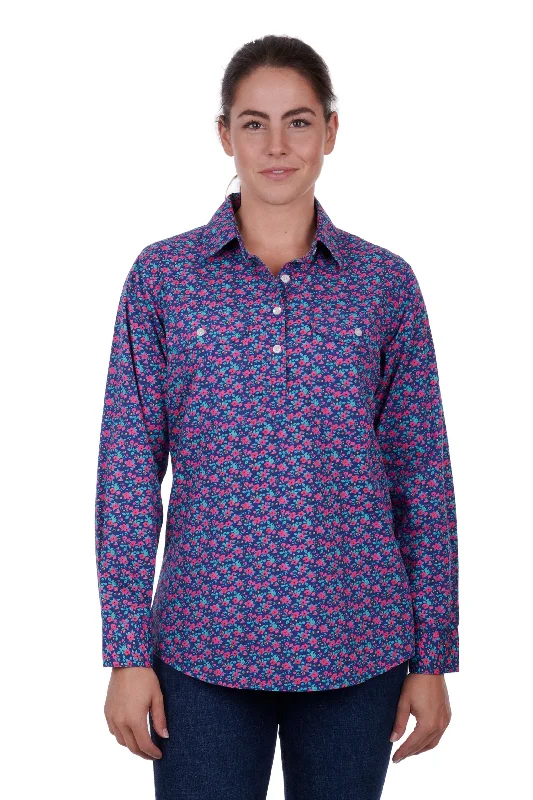Hard Slog Ladies Bella Half Placket L/S Shirt - Navy - H3S2101151 Fitted T-Shirt Seamless Stretchy Hard Slog Ladies Bella Half Placket L/S Shirt - Navy - H3S2101151 Fitted T-Shirt Seamless Stretchy