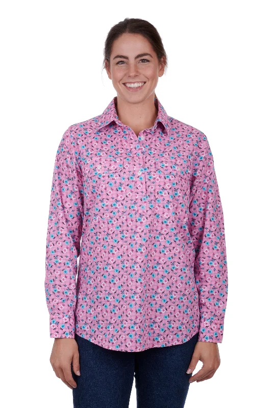 Hard Slog Ladies Floria Half Placket L/S Shirt - Pink - H3S2101153 Basic T-Shirt Crew Neck Short Sleeve Hard Slog Ladies Floria Half Placket L/S Shirt - Pink - H3S2101153 Basic T-Shirt Crew Neck Short Sleeve