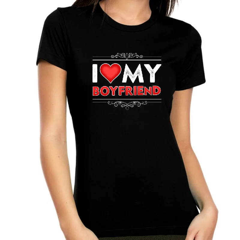 I Love My Boyfriend Shirt Love Heart Valentine's Day I Heart Shirt Valentines Day Gifts for Her Graphic T-Shirt Round Neck Polyester I Love My Boyfriend Shirt Love Heart Valentine's Day I Heart Shirt Valentines Day Gifts for Her Graphic T-Shirt Round Neck Polyester