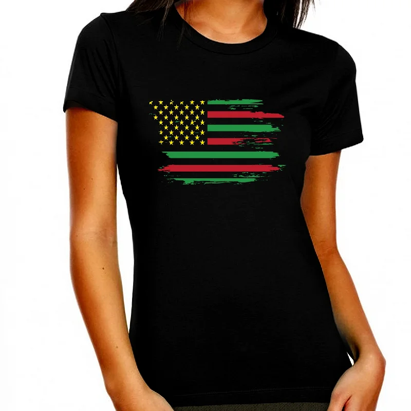 Juneteenth Black History T-shirt for Women Freedom Day Womens Black Pride Tee Ribbed Striped Patterned Juneteenth Black History T-shirt for Women Freedom Day Womens Black Pride Tee Ribbed Striped Patterned