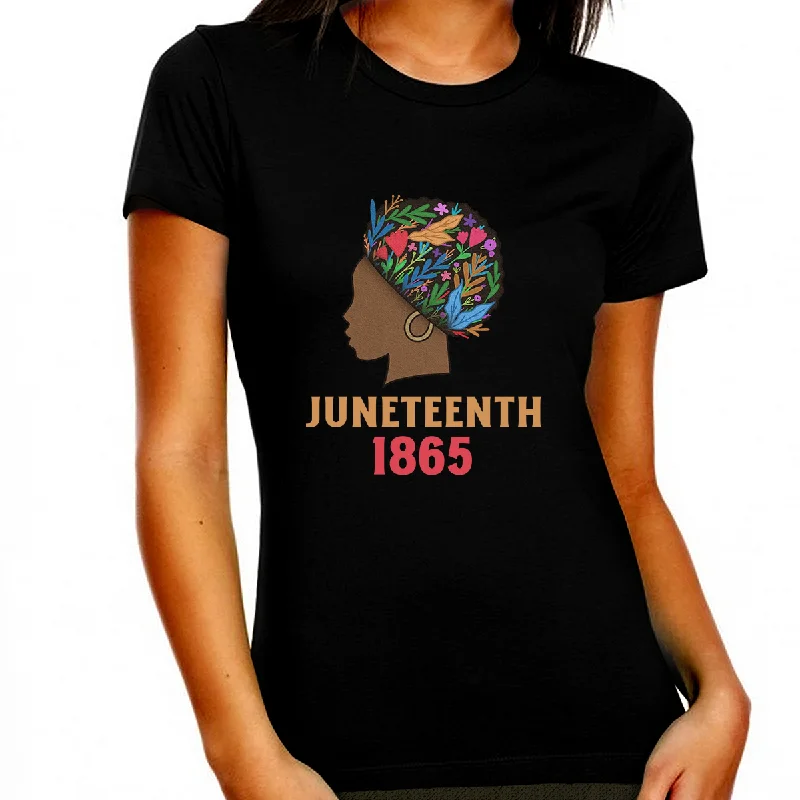 Black History T-shirt for Women Freedom Day Womens Black Pride Tee Collared Crew Neck Turtle Neck Black History T-shirt for Women Freedom Day Womens Black Pride Tee Collared Crew Neck Turtle Neck