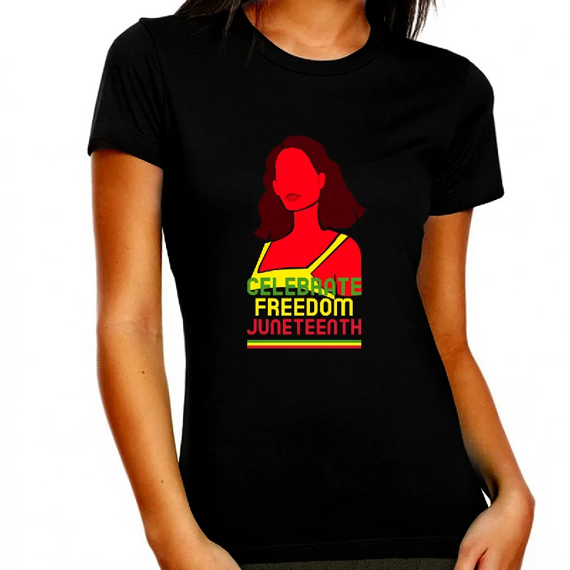 Black History T-shirt for Women Freedom Day Womens Black Pride Tee Spandex Blend Rayon Blend Denim Blend Black History T-shirt for Women Freedom Day Womens Black Pride Tee Spandex Blend Rayon Blend Denim Blend