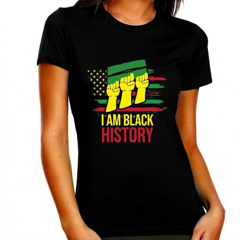 Black History Month Shirt for Women African American Shirts Black History T-Shirt Solid Print Embellished Black History Month Shirt for Women African American Shirts Black History T-Shirt Solid Print Embellished