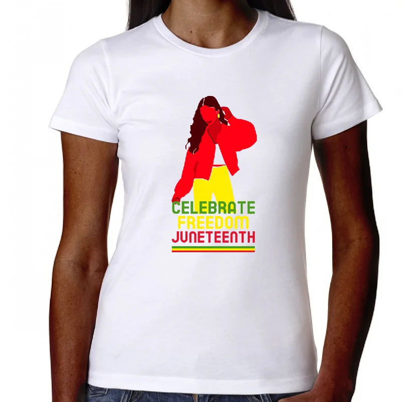 Juneteenth T-shirt for Women Freedom Day Womens Black Pride Melanin Tee Silk Blend Satin Velvet Juneteenth T-shirt for Women Freedom Day Womens Black Pride Melanin Tee Silk Blend Satin Velvet
