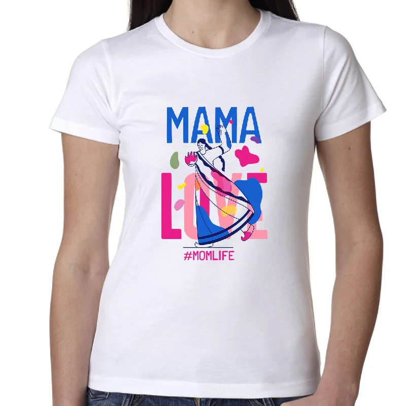 Mama Shirt Love Mom Shirt Mama Baby Mothers Day Shirts Mama Shirt Notch Collar Peter Pan Collar Cowl Neck