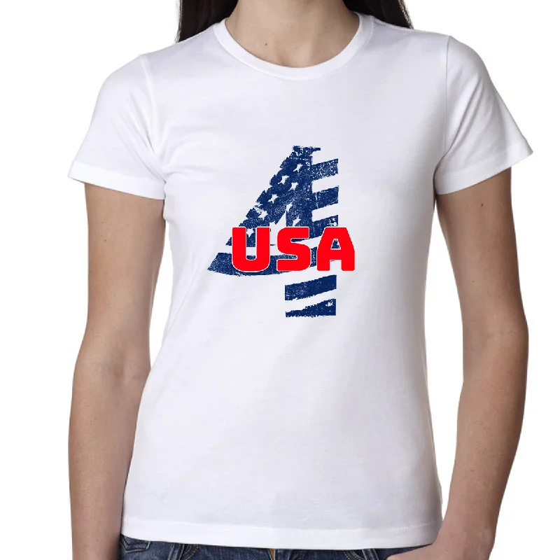 Patriotic Shirts for Women Fourth of July Outfit Women American Flag 4th of July USA Shirts for Women Basic T-Shirt Crew Neck Short Sleeve