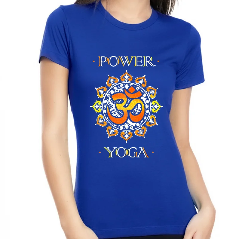 Yoga Tops for Women - Womens POWER Yoga Shirts for Women Premium Vintage OM POWER Yoga Shirt Ribbed Striped Patterned Yoga Tops for Women - Womens POWER Yoga Shirts for Women Premium Vintage OM POWER Yoga Shirt Ribbed Striped Patterned