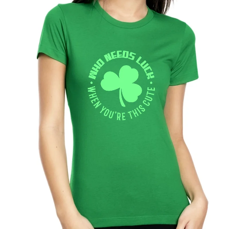 Womens St Patricks Day Shirt Irish Shirts for Women Day Shirt Who Needs Luck When You Are This Cute Shirt Zippered Front Buttoned Front Snap Front Womens St Patricks Day Shirt Irish Shirts for Women Day Shirt Who Needs Luck When You Are This Cute Shirt Zippered Front Buttoned Front Snap Front