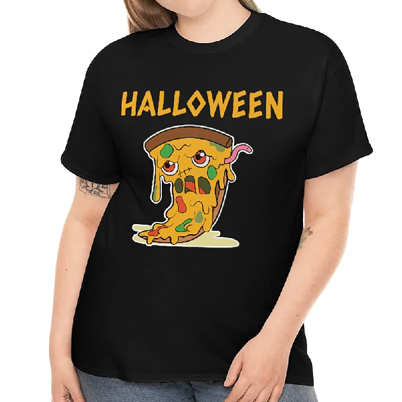 Zombie Pizza Funny Halloween T Shirts for Women Plus Size 1X 2X 3X 4X 5X Plus Size Halloween Costumes for Women Houndstooth Herringbone Solid