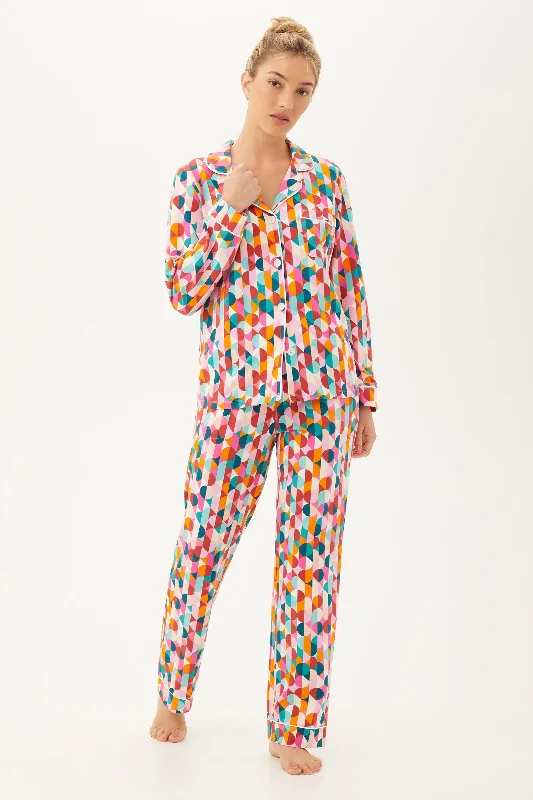 Dancing Dots  Women's Long Sleeve Long Pant Jersey PJ Set Boutique Jersey Tee