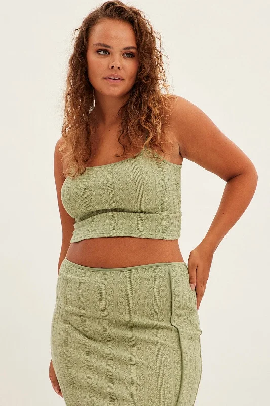 Green Midi Skirt Side Split Textured Jersey Emerald Green Jersey Tee