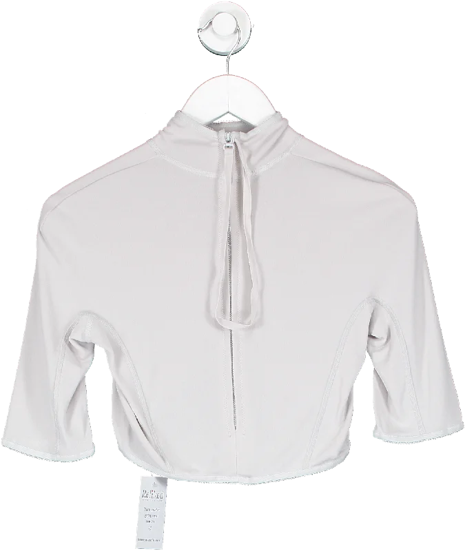 JACQUEMUS Grey Le Haut Tuba Cropped Jersey Top UK 8 Polo Neck Jersey Top