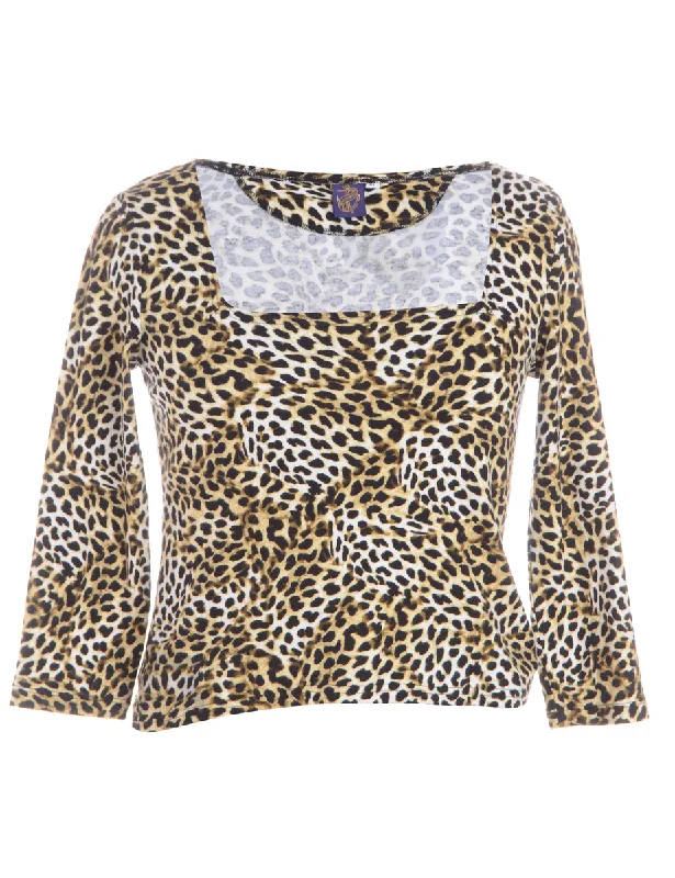 Label Square Neck Jersey Top Ruby Red Jersey Shirt