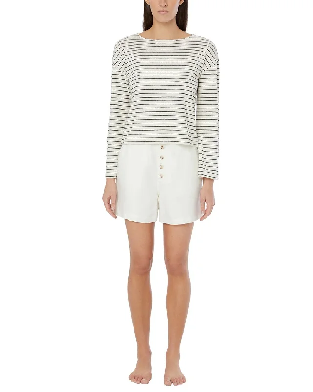 Onia Linen-Blend Jersey Boatneck Top Mustard Yellow Jersey Tee