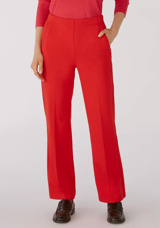 Oui Straight Cut Jersey Trouser, Chinese Red Ash Gray Jersey Tee